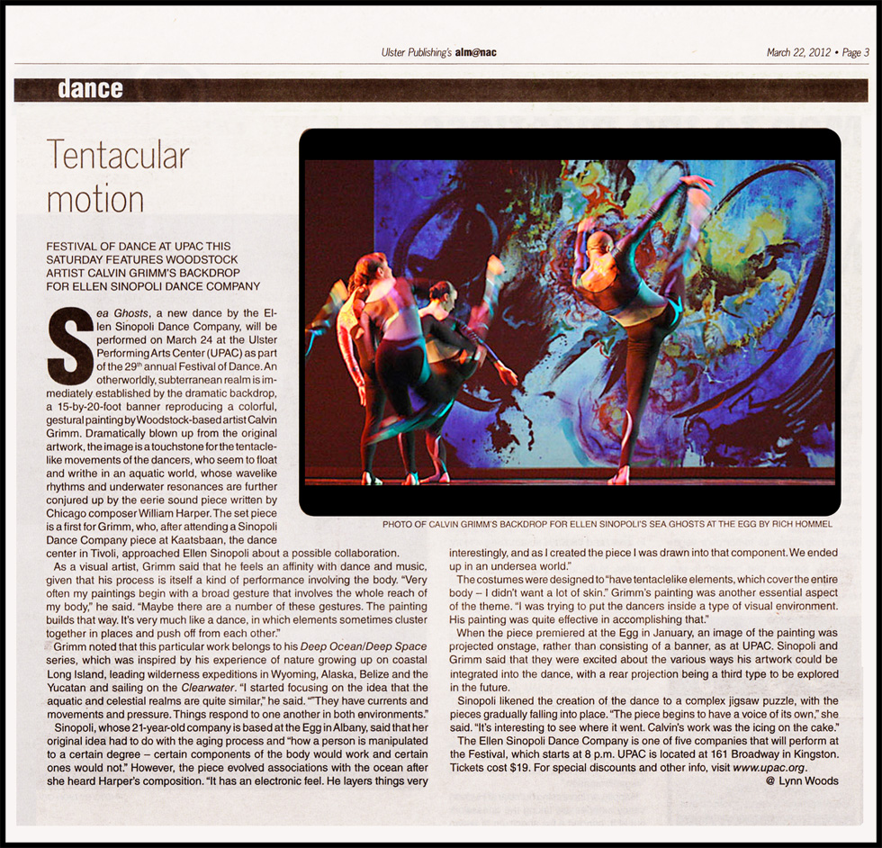 Almanac Article about Calvin Grimm's Backdrop for "Sea Ghosts" Performance